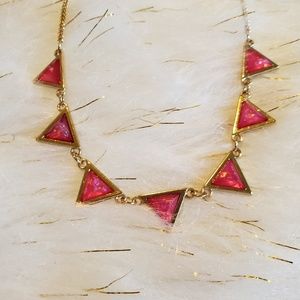 Geometric necklace with pink simulated stones
